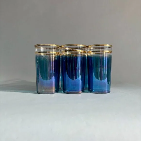 Vintage Iridescent Macbeth Evans Corning Upright Ball Pitcher & Glasses Set - Picture 13 of 14